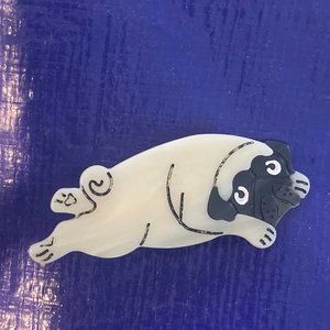 Cute Little Pug Dog Barrette Hair Clip